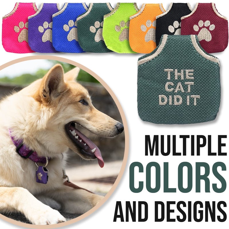 Woofhoof Dog Tag Silencer, Green The Cat Did It - Quiet Noisy Pet Tags - Fits Up to Four Pet IDs - Dog Tag Cover Protects Metal Pet IDs, Made of Durable Nylon, Universal Fit, Machine Washable - Image 4
